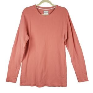 Ricky Singh Denim & Flower Women's M Long Sleeve Tibbed Henley‎ Pink 100% Cotton